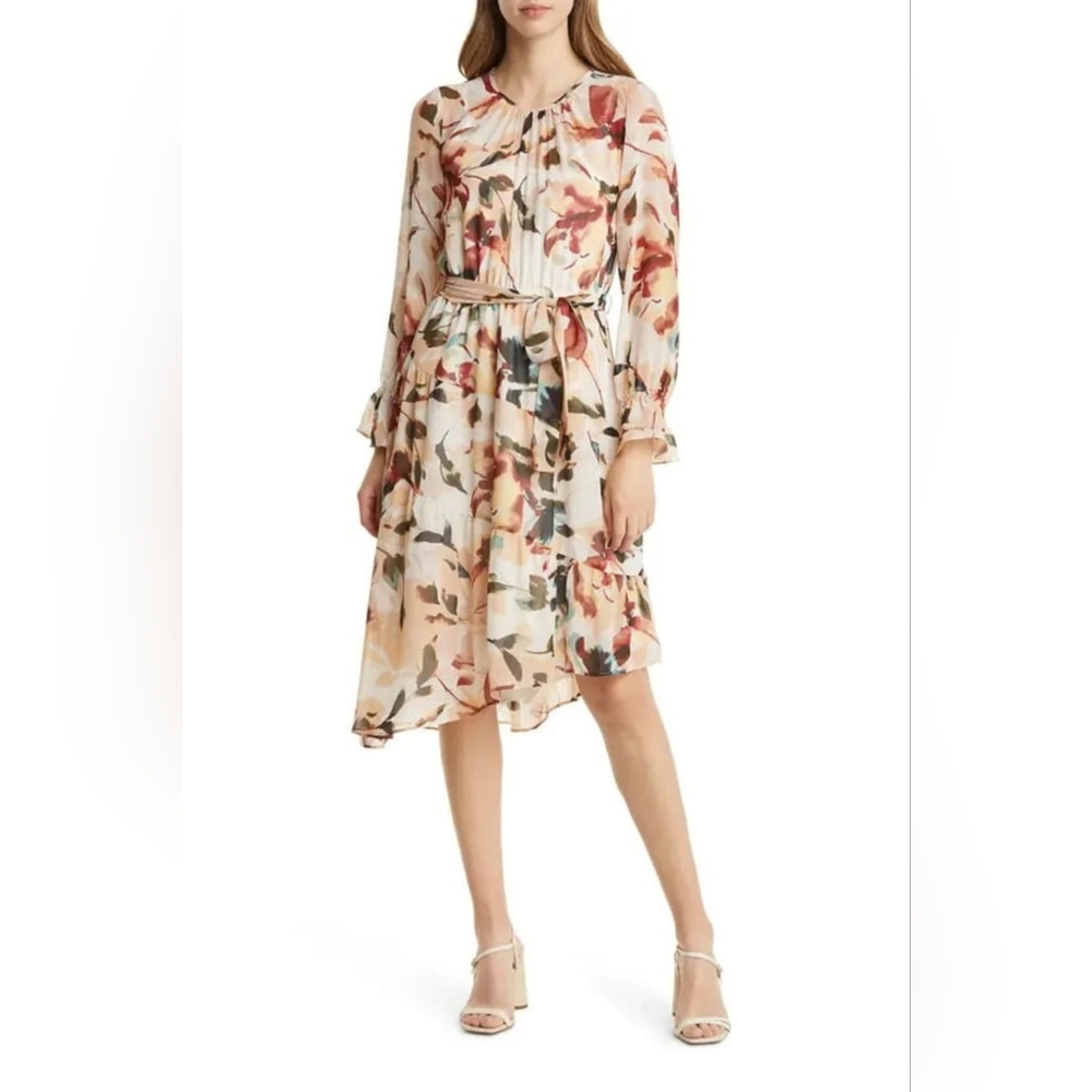 Maggy London Multicolor Long Sleeve Dress